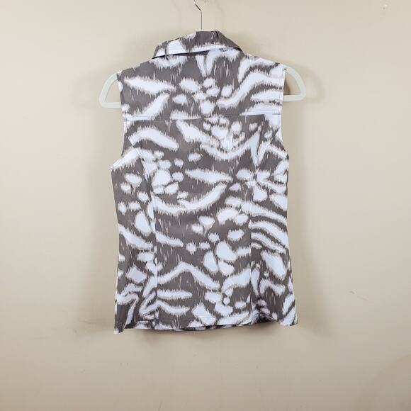 Weekends by Chicos Printed Full Zip Vest Size 0/S - Picture 5 of 8